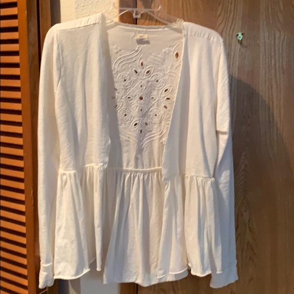 White Cardigan Sweater  +Embroidered Back Detail - Picture 4 of 5